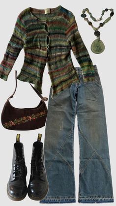 Fashion Thrift Style, Funky Cool Outfits, Grunge Maximalism Fashion, Winter Outfits Thrift, Goodwill Outfits Thrifting Ideas, Fall Eclectic Outfits, Funky Layered Outfits, Vintage Thrift Aesthetic Outfits, Outfit Inspo Maximalist