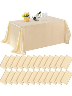 the table cloths are laid out on top of each other