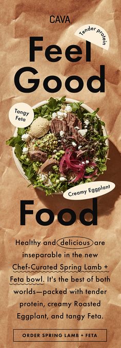 an advertisement for a restaurant called feel good food, with the caption above it