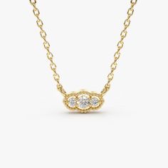 Made to Order.
Gold Kt: 14K
Custom Gold Color: Rose Gold, Yellow Gold, White Gold
Gemstone: Genuine White Diamonds
Round Diamond: 2 Pcs 1.7MM
Round Diamond: 1 Pc 2.5MM
Number of Stones: 3
Total CTW: 0.12
Diamond Color Clarity: G Color SI Clarity
Setting Type: Prong Womens Diamond Necklace, Diamond Color, Online Jewelry Store, Necklace Sizes, Vintage Diamond, Moissanite Diamonds, White Diamonds, Bar Necklace, Diamond Gemstone