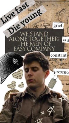 a collage of words and pictures with the same person on it, including an image of a man