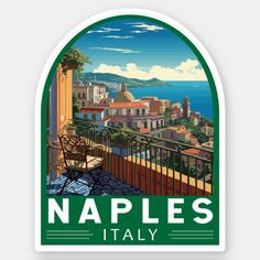 an oval sticker with the words naples italy on it