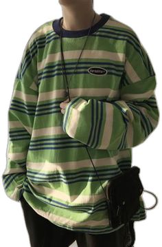 Street Preppy, Striped Tshirt Men, Preppy Tops, Hip Hop Shirts, Striped T Shirt, Avocado Green, Spring Shirts, Mens Spring, Mens Streetwear