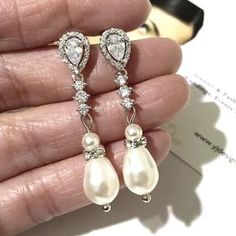 Cz Bridal Earrings Teardrop Wedding Earrings Pear Drop | Etsy White Cubic Zirconia Chandelier Earrings For Wedding, Elegant White Jewelry For Wedding Reception, Diamond White Clip-on Wedding Earrings, Diamond White Cubic Zirconia Pearl Earrings For Wedding, Diamond White Bridal Earrings For Pierced Ears, Exquisite Diamond White Pearl Earrings For Wedding, Elegant Hand Set Chandelier Earrings For Wedding, Diamond White Dangle Pearl Earrings For Weddings, Diamond White Clip-on Wedding Jewelry