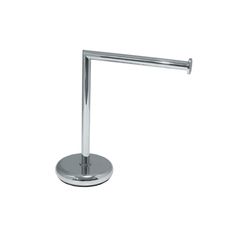 a stainless steel toilet roll holder on a white background