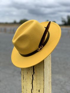 Mercy Fedora ( Mustard ) - lavishblanc Winter Adjustable Fedora Panama Hat, Casual Winter Fedora Panama Hat, Yellow Fedora With Short Brim, Yellow Fitted Fedora With Short Brim, Yellow Fitted Fedora With Flat Brim, Casual Adjustable Fedora For Fall, Casual Adjustable Panama Hat For Winter, Casual Yellow Panama Hat With Short Brim, Casual Yellow Short Brim Panama Hat