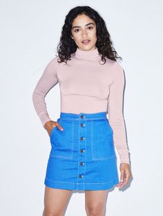 Mix Modal Long Sleeve Turtleneck American Apparel Tennis Skirt, Plaid Tennis Skirt, Black Pleated Mini Skirt, American Apparel Skirt, Pocket Skirt, Red Mini Skirt, Velvet Mini Skirt, Jean Color, Denim Jean Skirt