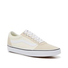 Vans-Ward Sneaker- Men's Hit up the skate park or show off your street style in the women's Ward sneakers from Vans. This low top is cool and casual, complete with a silhouette that stays true to the design of the classic kicks and the brand's distinct stripe along the side. Crafted with a durable canvas material, a sporty vulcanized design, and the iconic waffle sole. Beige Vans, Vans Original, Dog Kennels, Skate Park, Classic Silhouette, Casual Wardrobe, Canvas Material, Low Top, Man Shop