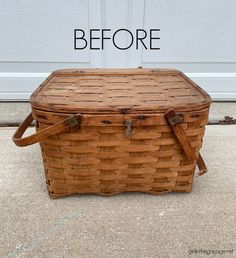 an old trunk is transformed into a basket