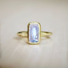 Vivian Grace Jewelry Ring 5 Moonstone Crystal Baguette Ring Gold Coin Ring, Gold Moonstone Ring, Wood Ring Box, Baguette Ring, London Blue Topaz Ring, Moonstone Crystal, Coin Ring, Vermeil Jewelry, Evil Eye Pendant