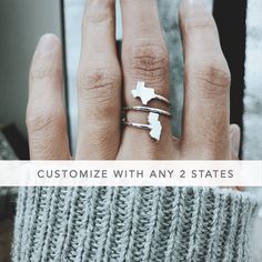 Our Personalized State Ring could represent two significant places in your life; for example where you grew up and where you are living now. It will make a perfect gift for your long distance family, friendship, or love. ✅ PRODUCT DETAILS * Material: solid sterling silver. * Each state size is approx. 7mm and 1.3mm thick. * We use US ring size (please refer to the last picture for the instruction to find your size at home without sizing tool). ✅ PRODUCTION & SHIPPING INFO 📌 Important: pleas Friendship Christmas Gifts, Long Distance Family, Long Distance Friendship Gifts, Connected Hearts, Distance Friendship, Long Distance Friendship, Friendship Ring, Friendship Rings, Distance Relationship