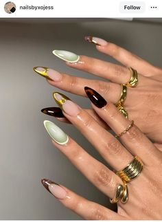 🫒🤎💫 stepping into fall Fall Vacation Nails, Simple Fall Nails Autumn, Fall Nails Designs Autumn, Fall Nail Designs Autumn Classy, Burgundy Shades, Nail School, Spring Nail Designs, Subtle Nails, Aesthetic Nails