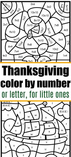 the thanksgiving color by number worksheet for kids to learn how to write numbers