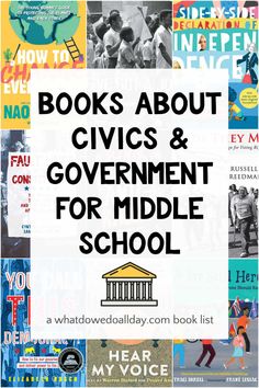 books about civics and government for middle school are featured in this book cover image