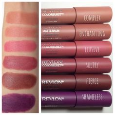 Shades Of Lipstick, Revlon Matte, Best Lipstick Color, Revlon Colorburst, Revlon Lipstick, Long Lasting Lip Gloss, Lipstick Stain, Colors For Skin Tone