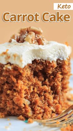 a close up of a piece of cake on a plate with a fork in front of it