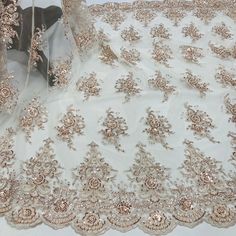 Embroidered & Beaded Net Mesh Fabric with Beads. Lace USA Bridal Evening Dress, Dress Quinceanera, Wedding Dress Evening, Beaded Fabric, Beading Netting, Beaded Lace Fabric, Bridal Lace Fabric, Embroidered Lace Fabric, Quinceanera Dress