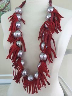 Red Pearl necklace, handknotted shell pearl, hand cut lambskin fringe, faceted agate, red calcite with sterling silver findings and toggle Red Pearl Necklace, Red Calcite, Pearl Amethyst, Stone Necklaces, Red Pearl, Artisan Necklace, Stone Beaded Necklace, Fresh Water Pearls, Amethyst Necklace