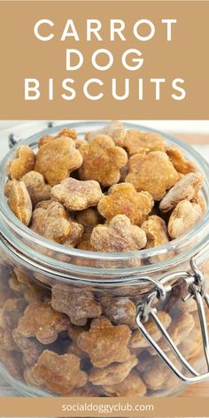 a glass jar filled with carrot dog biscuits