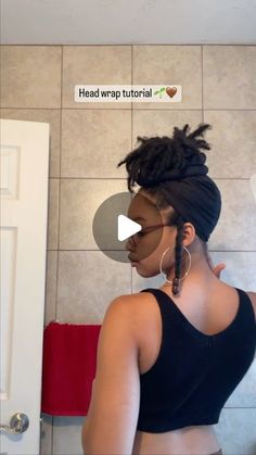 Locs 6 Months, Dread Protective Styles, Head Wrap On Short Locs, Short Locs With Head Wraps, Loc Styles Tutorial, Quick Short Loc Styles For Women, Loc Hair Wraps Head Scarfs, Headscarf Styles With Locs, Locs And Dresses