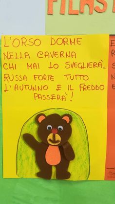 a child's drawing of a bear with spanish words on it