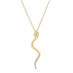 Embrace the allure of mystique and elegance with our captivating 14K Gold Snake Necklace, embellished with dazzling diamonds totaling 0.16 carats. This enchanting piece is a testament to exquisite craftsmanship and timeless design, perfect for those who appreciate both luxury and symbolism. Crafted from gleaming 14K gold, the snake pendant coils with graceful fluidity, symbolizing transformation and renewal. The serpent's scales are delicately adorned with brilliant-cut diamonds, meticulously se Snake-shaped Diamond Jewelry For Anniversary, Diamond Snake Shape Jewelry For Anniversary, Snake Shape Diamond Jewelry For Anniversary, Fine Jewelry Snake Shape With Diamond Accents, Luxury Snake-shaped Jewelry With Diamond Accents, Fine Jewelry With Diamond Accents In Snake Shape, Fine Jewelry Diamond Necklace With Diamond Accents, Elegant Diamond Necklace With Diamond Accents, Elegant Gold Diamond Necklace With Pave Setting