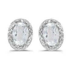 Diamond and White Topaz Earrings 14k White Gold (1.14ct) Oval Diamond Earring, White Topaz Earrings, Aquamarine Earrings, Aquamarine Jewelry, Fancy Diamonds, White Gold Earrings, Lovely Earrings, Opal Earrings, Fine Jewellery Earrings