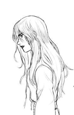 a drawing of a girl with long hair