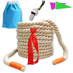 PRICES MAY VARY. Package Includes:1 x 25FT natural thick cotton tug of war rope, 1 x protable storge bag, 1 x Red Middle Line, 1 x referee whistle, 2 x referee flags. 25Ft tug of war ropes is long enough for an intense game of tug a war with a gaggle of kids (2 - 14 kids or 2 - 10 adults). Widely Use: With the Tug of War Rope, great memories were made at your family Game, field days, outdoor activities,team building, picnics, beach outings, camps, lawn and yard games , Tug of War Rope is ideal f Beach Crafts For Kids, Picnic Games, Team Building Games, Outdoors Birthday Party, Outdoor Birthday, Macrame Supplies, Cotton Crafts, Yard Games, Field Day