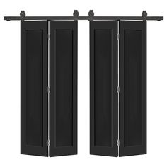 two black doors with metal handles on each side