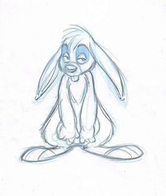 a drawing of a rabbit sitting on the ground