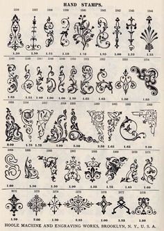 an old book with different designs and numbers on it, including letters that have been drawn in