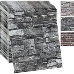 several different types of stone wall panels