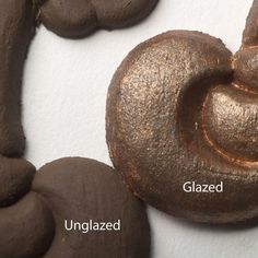 two chocolate donuts are shown next to each other with the word glazed on them