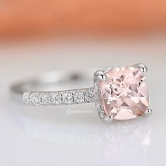 Morganite Engagement Ring Halo, Ring Hidden Halo, Engagement Ring For Women, Morganite Engagement, Morganite Engagement Ring, Morganite Ring, Hidden Halo, Pink Gemstones, Pink Ring