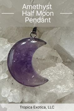 Amethyst Moon Crystal Pendant Celestial Amethyst Purple Necklace, Celestial Purple Amethyst Necklace, Purple Moon Shaped Spiritual Jewelry, Spiritual Purple Moon Shaped Jewelry, Spiritual Purple Moon-shaped Jewelry, Mystical Crescent Amethyst Jewelry, Spiritual Amethyst Necklace With Moon Charm, Spiritual Purple Necklace With Moon Charm, Purple Crescent Spiritual Jewelry