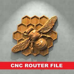 a wooden plaque with a bee on it and the words cnc router file