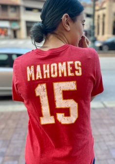 Patrick Mahomes Kansas City Chiefs Red Name And Number Short Sleeve Fashion Player T Shirt - 18240854 Mahomes Shirt, Red Names, Jersey Tshirt, Chiefs Football, Patrick Mahomes, Kc Chiefs, Sleeve Fashion, Kansas City Chiefs, Red Fashion