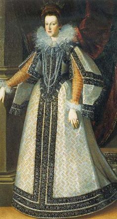 1593-1595-Maria de Medici by Pietro Facchetti-Love the contrasting gold sleeves! Marie De Medici, Tudor Era, Historical Dresses