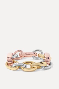 Pomellato's bracelet is part of the brand's 'Iconica' collection, which incorporates contrasting, yet complementary, shades of metal into a single elegant piece. It's expertly hand-cast from chunky 18-karat yellow, rose and rhodium-plated white gold that's polished for a high-shine finish. It makes such a beautiful gift, especially when paired with the [coordinating earrings id1164092].  Shown here with: [The Row Blouse id1176577], [By Malene Birger Pants id1173039]. Black Panthers Movement, Pomellato Jewelry, Light Weight Jewelry, Versatile Jewelry, Bow Jewelry, Fine Jewelry Bracelets, Malene Birger, By Malene Birger, Hand Cast