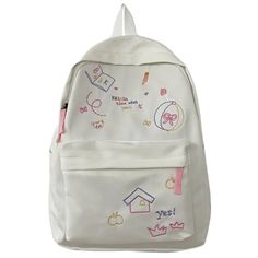 UAKISS - Korean Chic Sweet Women Students Schoolbags Kawaii Casual Letter Embroidery Backpack Y2k Aesthetic Cute Fashion Girls Backpacks Size:43*13*30CM "Size mearsured by ourselves, sometimes has some errors, but always within 3cm." White Kawaii Backpack, White Harajuku Style Back To School Bag, White Harajuku Backpack For Students, White Harajuku Student Backpack, White Harajuku Style Student Backpack, Kawaii White Backpack For Students, White Harajuku Backpack For Back To School, White Backpack With Cute Design, Back To School Harajuku Style White Backpack