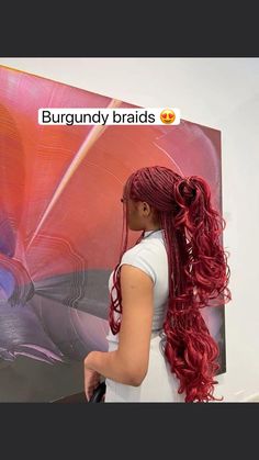 Braids Red, Cute Box Braids, Goddess Braids Hairstyles, Cute Braided Hairstyles, Cute Box Braids Hairstyles, Quick Braided Hairstyles, Protective Hairstyles Braids