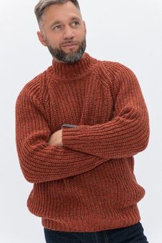 "Pure merino wool knitted mens sweater is inspired by classic Scandinavian style. Warm and comfortable woolen sweater delivers simplicity, style and ability to wear this sweater whenever you are spending time in nature or going to the theater, restaurant with your family or friends. *SIZE XS USA-CAN 30-32 EU 40-42 Garment's width 18-19 inch / 46-47 cm Garment's length 24 inch / 61-62 cm *SIZE S USA-CAN 34-36 EU 44-46 Garment's width 19-20 inch / 48-49 cm Garment's length 25 inch / 63-64 cm *SIZE Classic Merino Wool Chunky Knit Sweater, Classic Brown Knit Sweater, Brown Merino Wool Knit Sweater, Casual Wool Knitting Pattern, Casual Merino Wool Knitting Pattern, Woolen Clothes, Woolen Sweater, Time In Nature, Woolen Sweaters