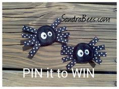 two black and white spider pin it to win