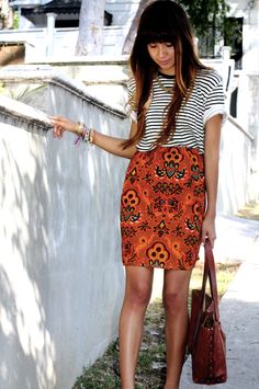 Love. Fancy Skirts, Skirt Casual, Rock Outfit, Orange Skirt, Sincerely Jules, Red Skirt, Outfits Casual, Job Interview