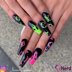 Cool Acrylic Nails Designs, Nail Pics, Edgy Nails, Polygel Nails, Cute Acrylic Nail Designs, Her Nails, Simple Acrylic Nails, Makijaż Smokey Eye, Long Acrylic Nails Coffin