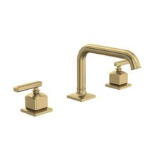 two handle bathroom faucet in brushed brass finish