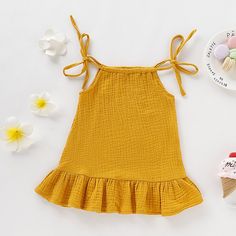 Cute cotton toddler and baby girls dresses perfect for this summer!It is made from muslin fabric. Color options: Lavender, Pink, Green, Yellow and Burgundy Baby Clothes Patterns Sewing, Kids Frocks Design, Kids Dress Wear, Baby Dress Design, Girls Frock Design