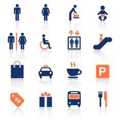 various icons and symbols for people to use in the bathroom royalty - free stock photo