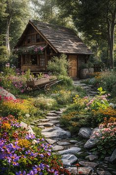 27 Gorgeous Rustic Garden Designs You Must See Mountain Garden Design, Landscaping In Woods, Cabin Garden Ideas, Cabin Landscaping Ideas, Rustic Backyard Landscaping, Vermont Gardening, Cozy Garden Ideas, Rustic Cottage Garden, Rustic Courtyard